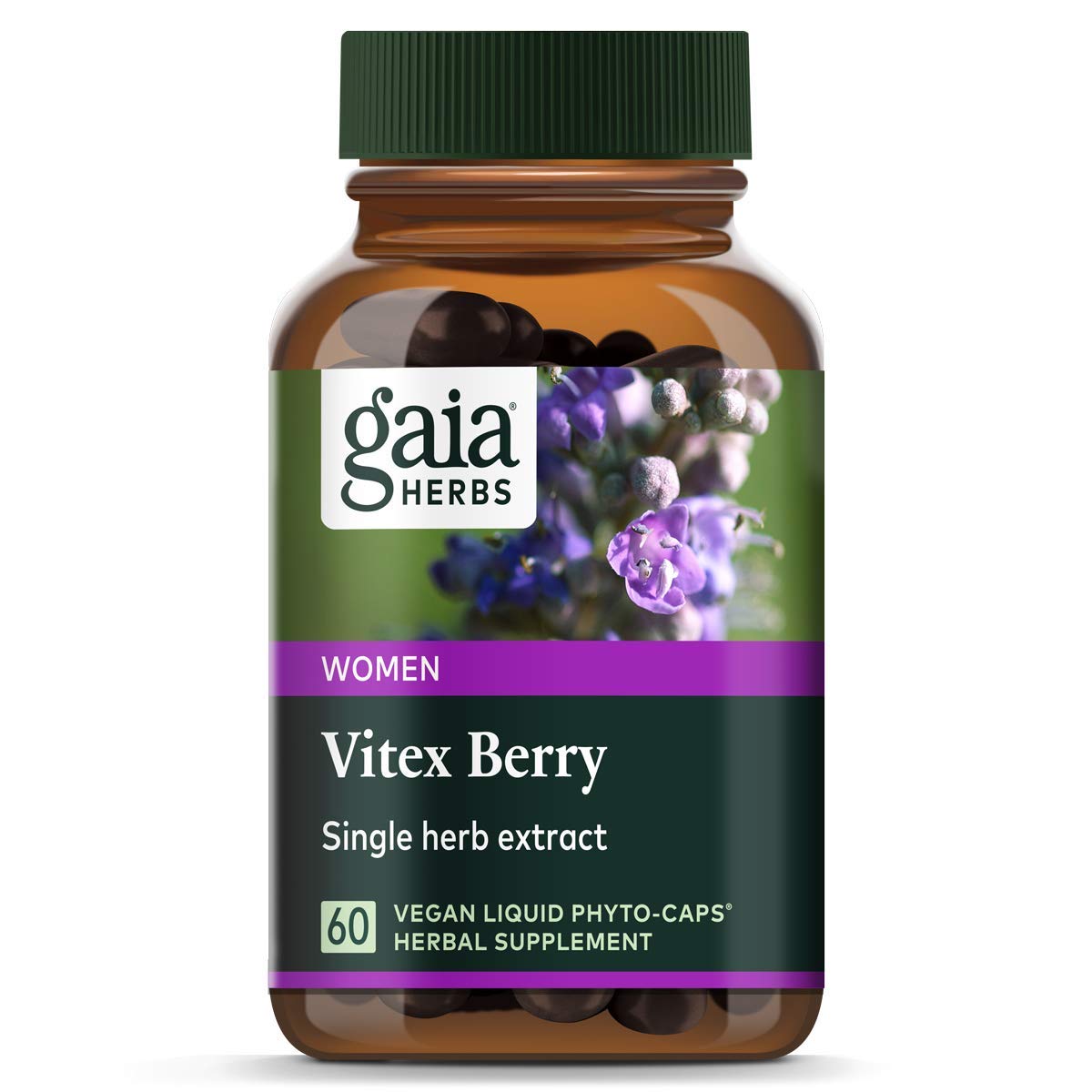 Gaia Herbs Vitex Berry, Chasteberry, Hormone Balance for Women, Vegan Liquid Capsules, 60 Count (Pack Of 2)