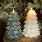 Green Glitter Christmas Tree LED Moving Flame Candle