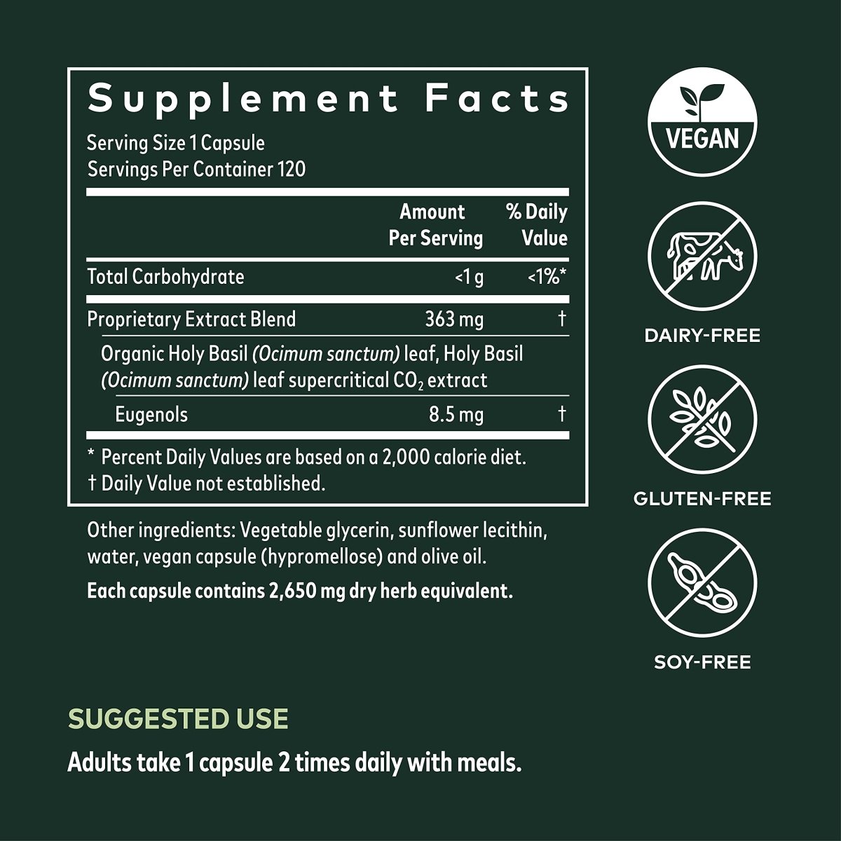 Gaia Herbs Holy Basil Leaf - an Adaptogenic Ayurvedic Herb - 120 Vegan Liquid Phyto-Capsules (60-Day Supply)