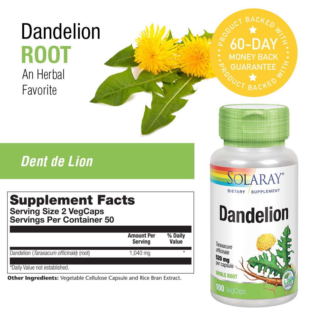 SOLARAY Dandelion Root 1040mg 100 VegCaps