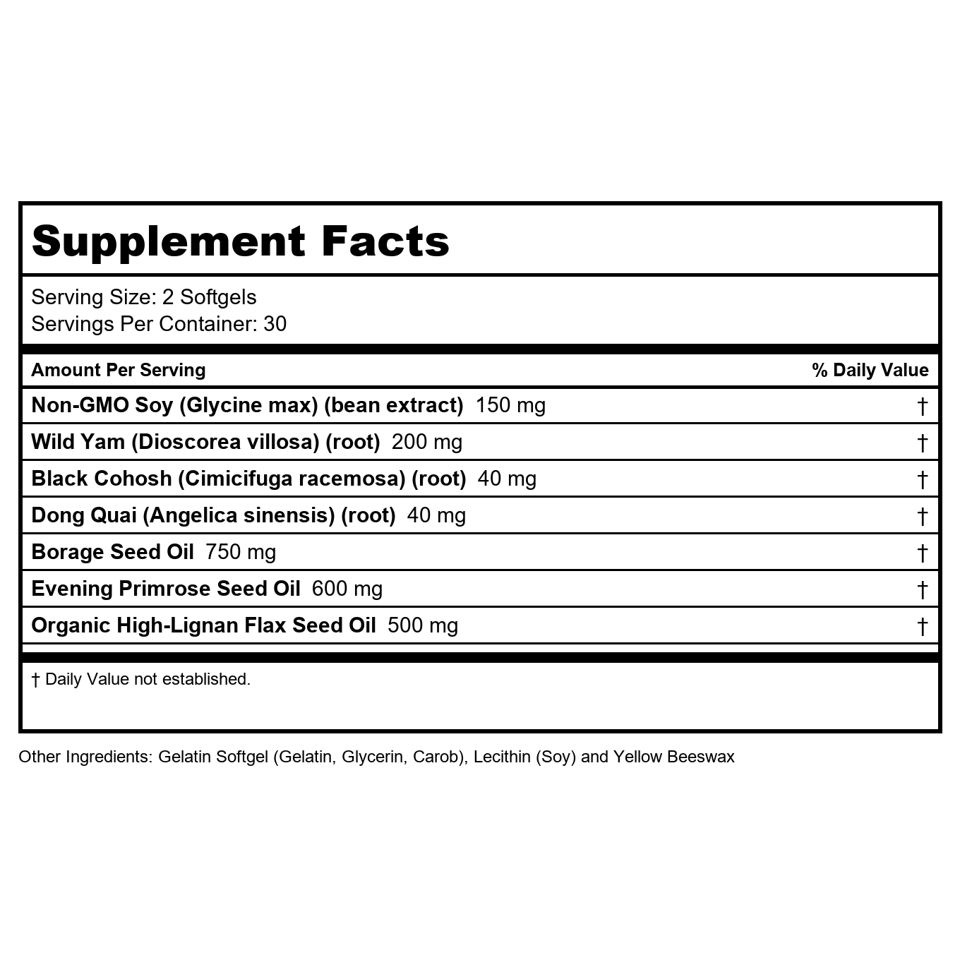 Solaray PhytoEstrogen Plus EFAs Menopause Support 60ct, 30 Serv.