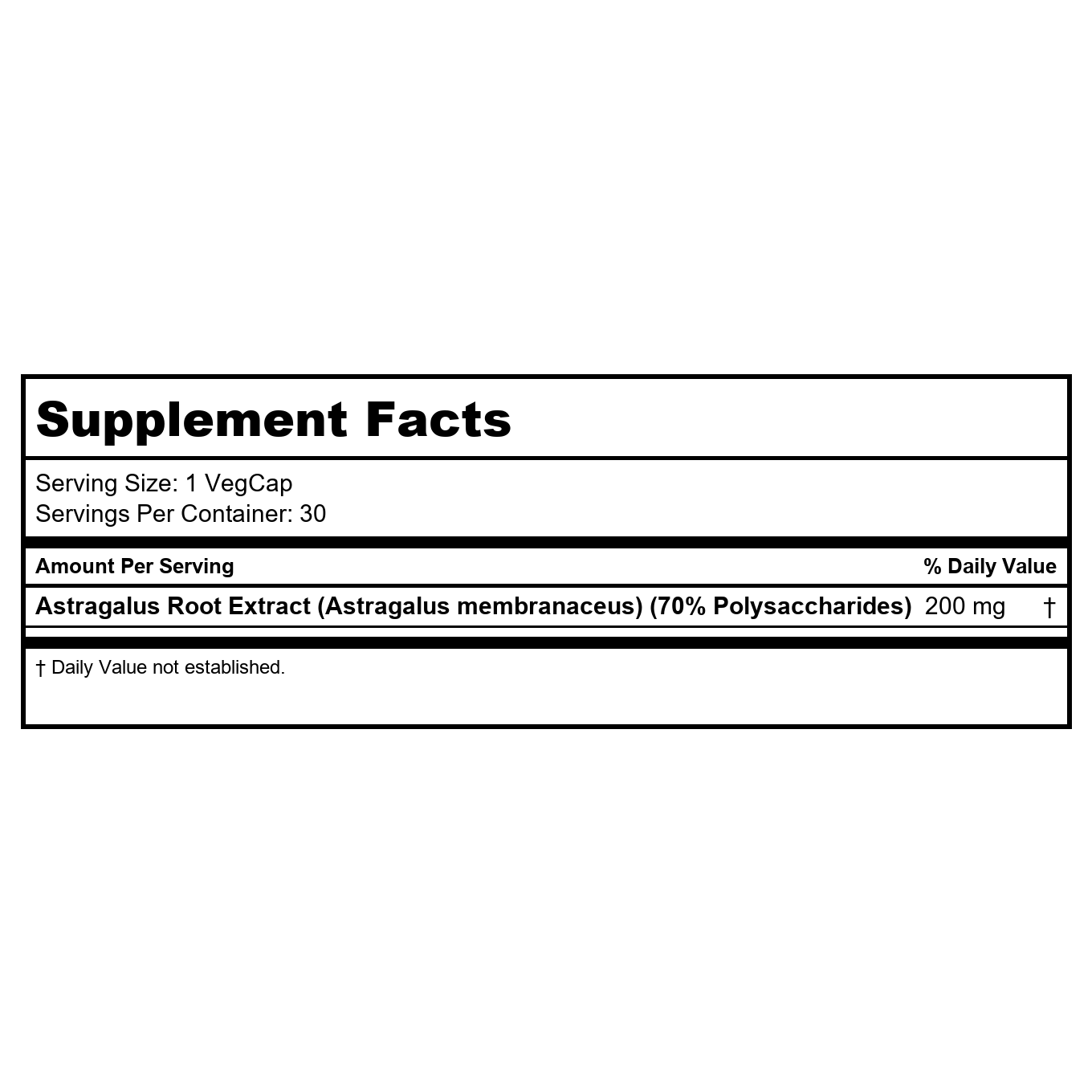 SOLARAY Astragalus Root Extract 200 mg 30 VegCaps