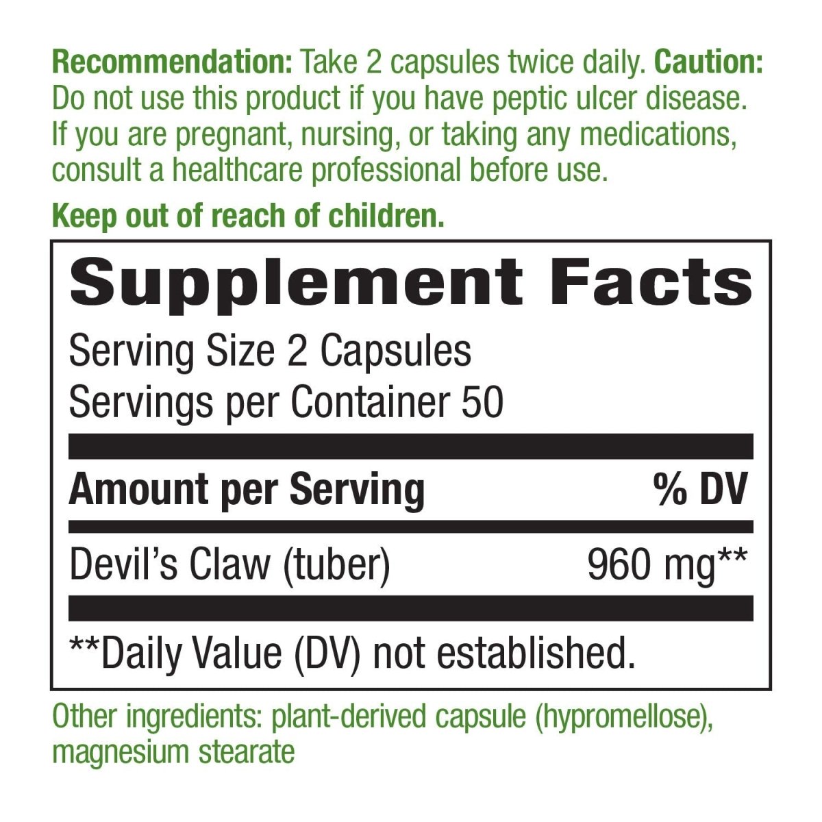 Nature's Way Devil's Claw Secondary Root 480 mg 100 Vcaps