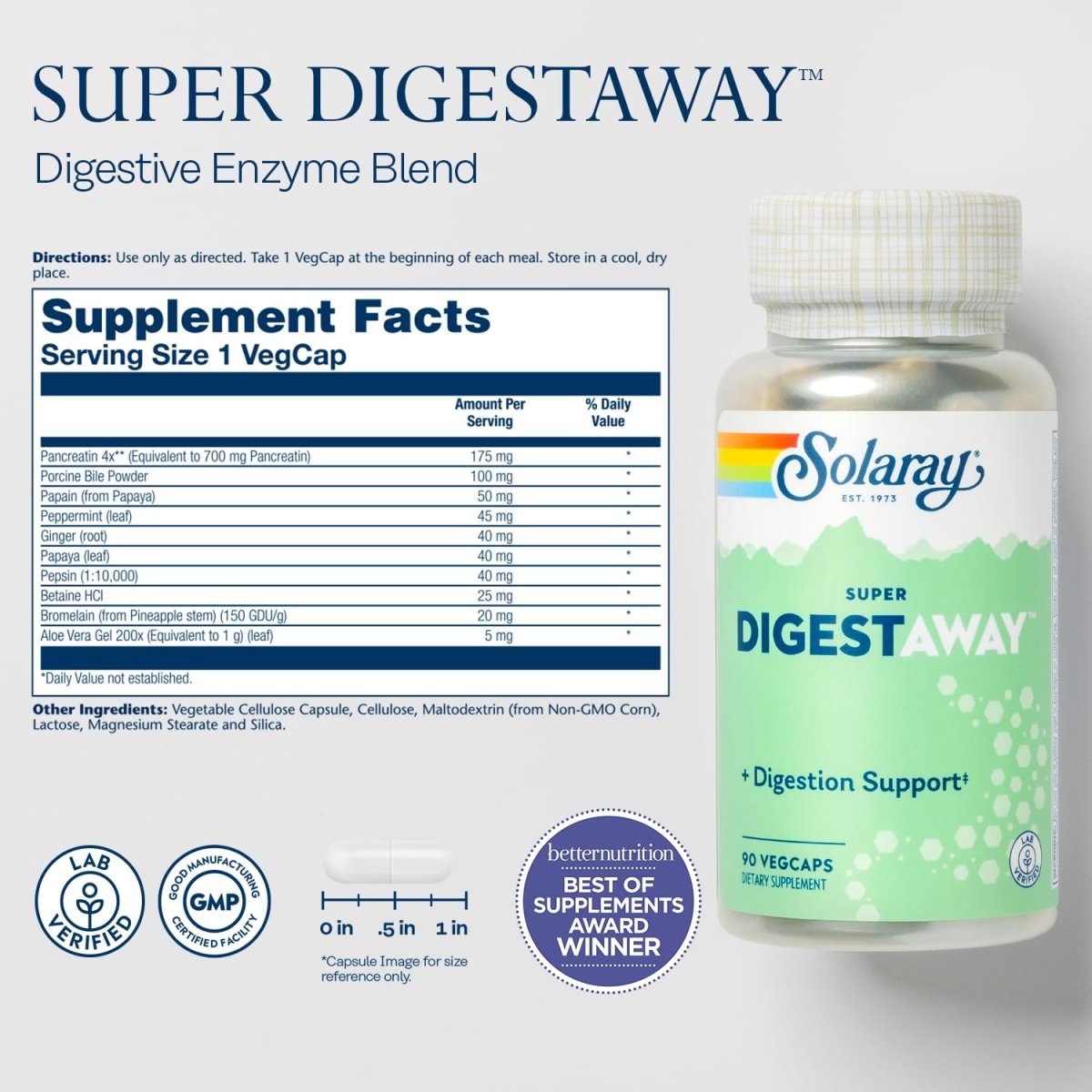 Solaray Super Digestaway Digestive Enzymes - 90 VegCaps