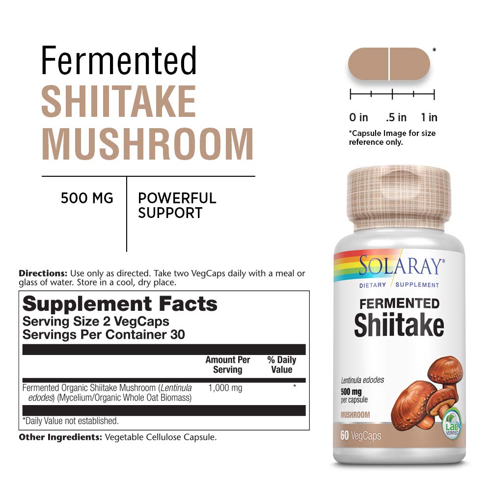 SOLARAY Fermented Shiitake Mushroom 500mg 60 VegCaps