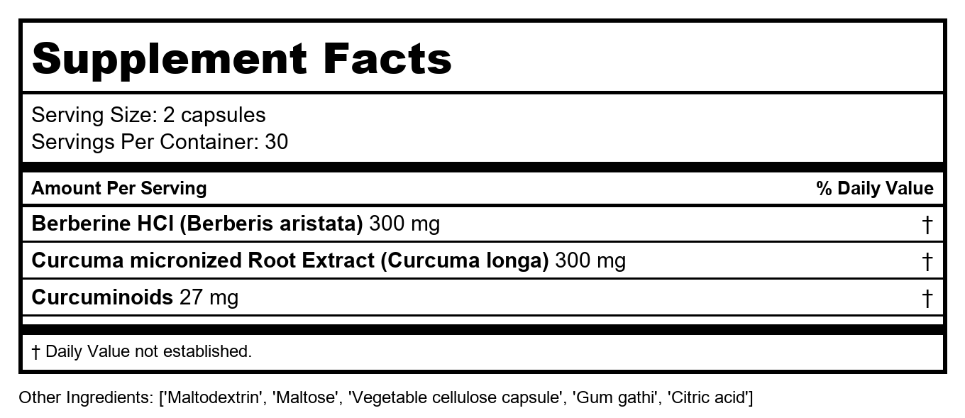 Solaray Berberine & Curcumin Root Extracts - Digestive, Cardiovascular & Metabolic Function Support - 60 VegCaps