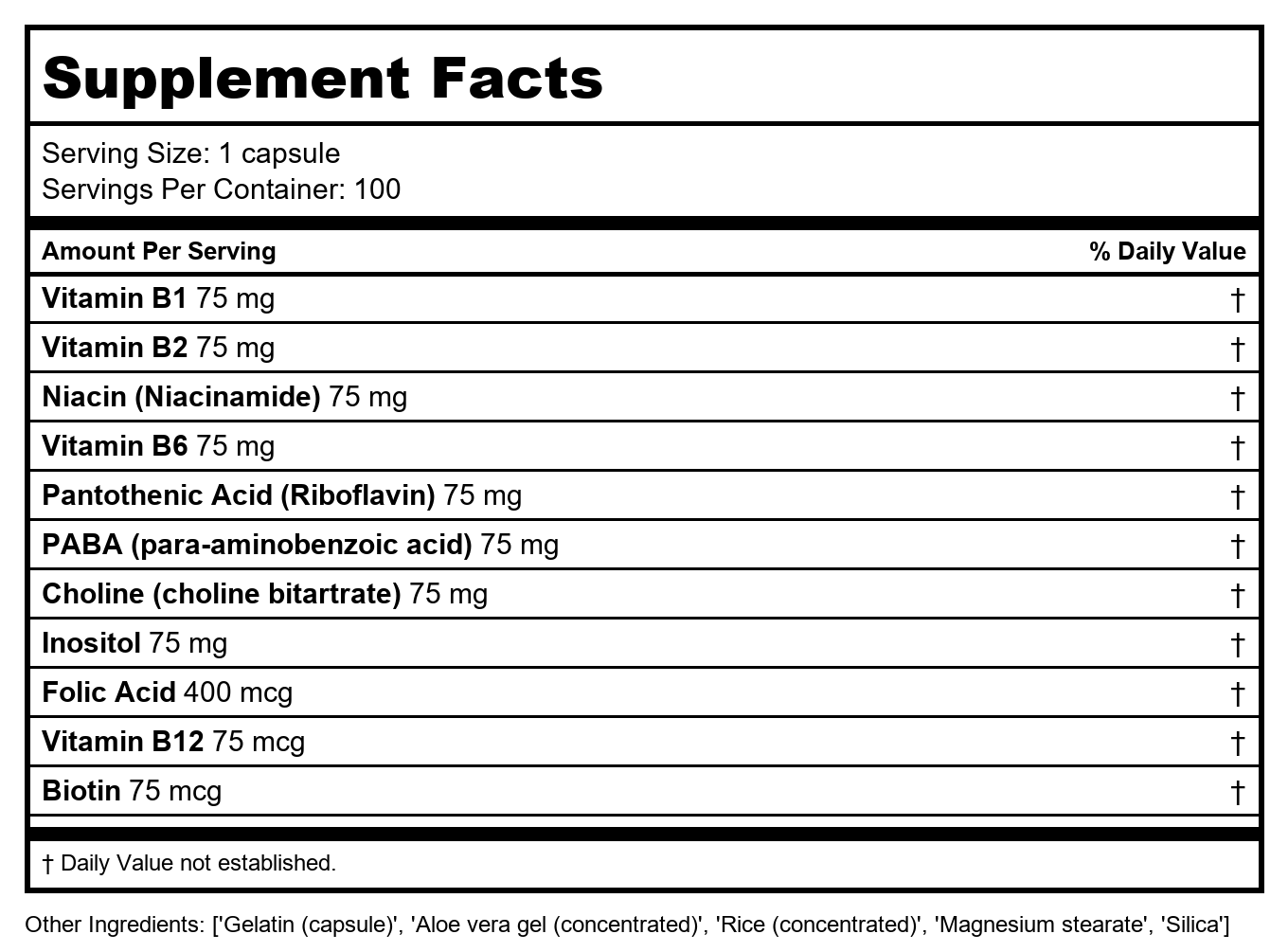 SOLARAY Vitamin B-Complex 75mg 100 VegCaps