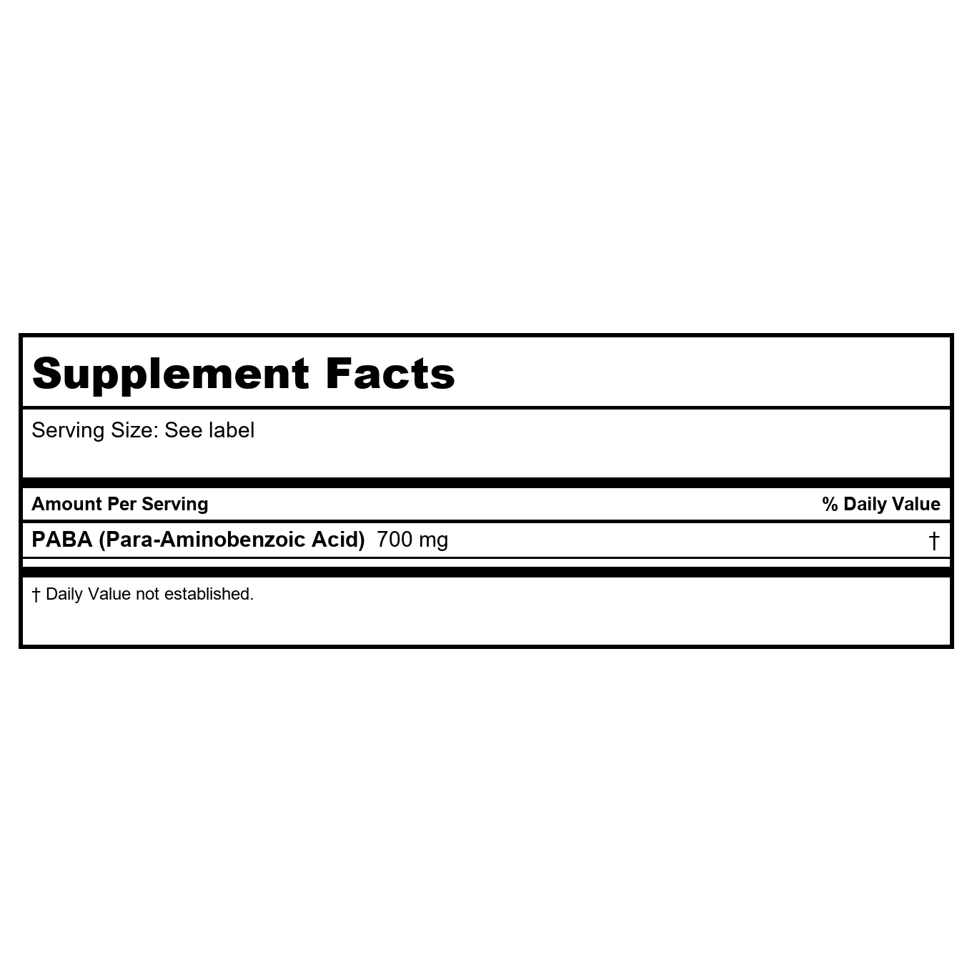 SOLARAY Paba TSTR Vitamin Capsules - 700 mg 100 Count