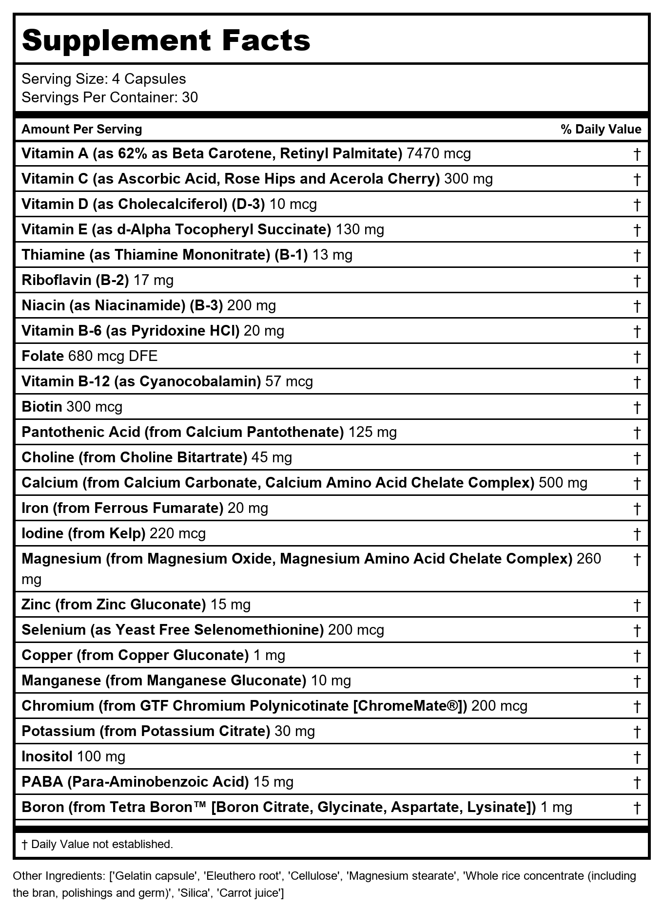 SOLARAY Multi-Vita Mega-Mineral Multi-Vitamin Capsules 120 Count