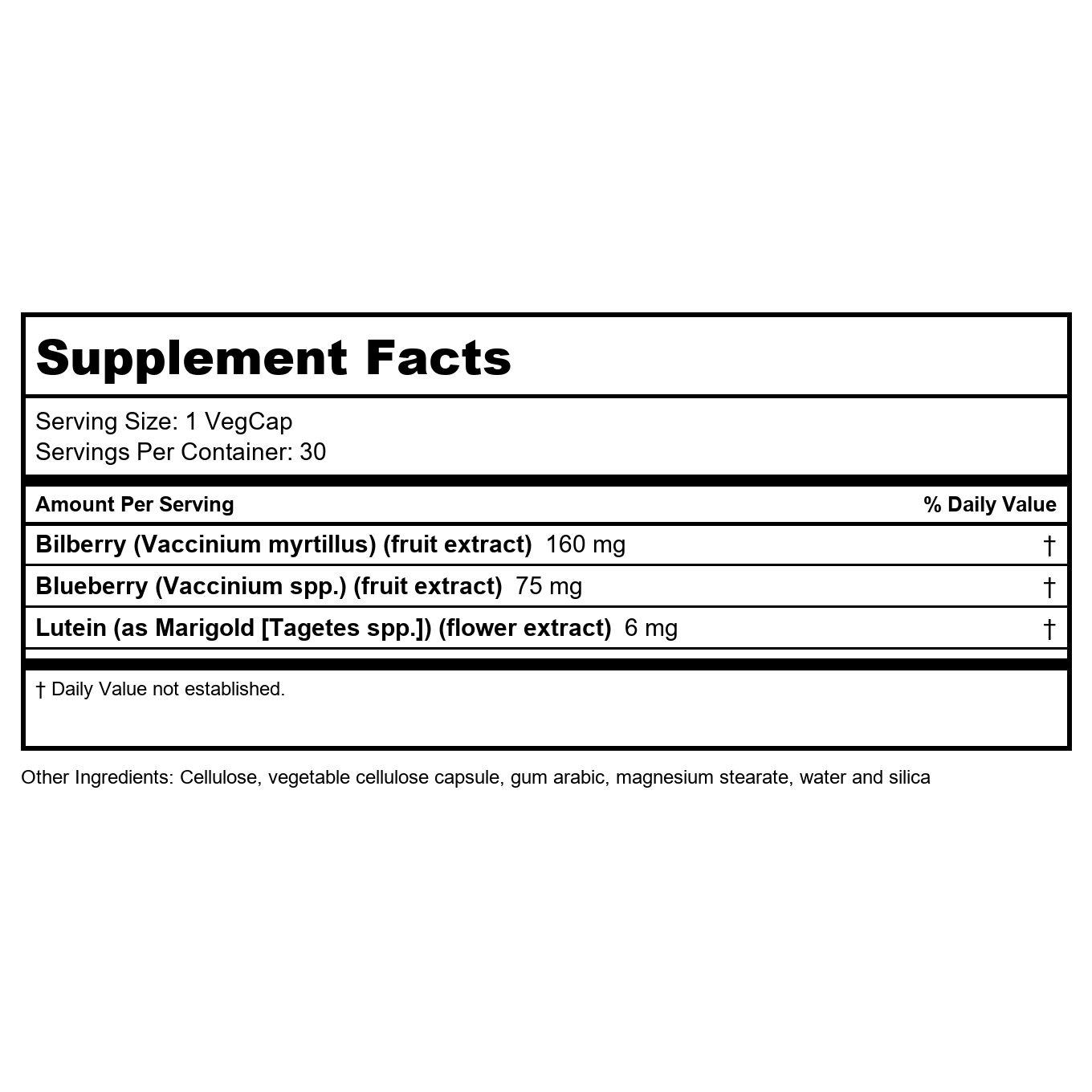 Solaray Bilberry & Lutein, 30 capsules