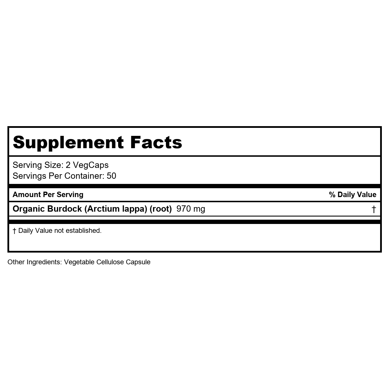 SOLARAY Burdock Root 485 mg 100 VegCaps