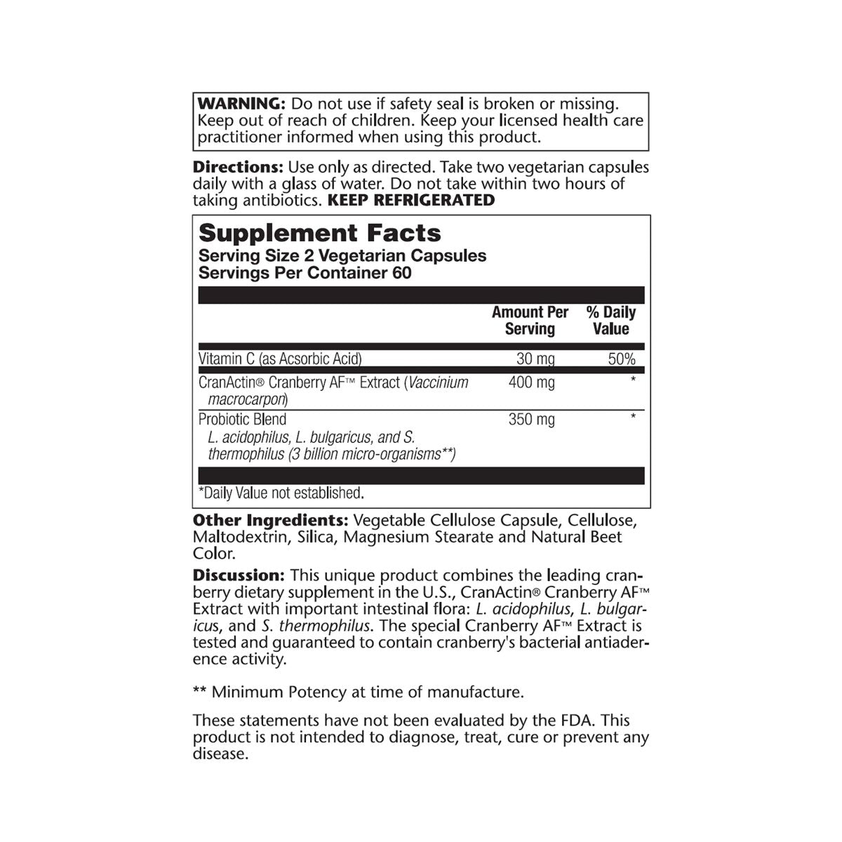 SOLARAY CranDophilus, Veg Cap (Btl-Plastic) 120ct