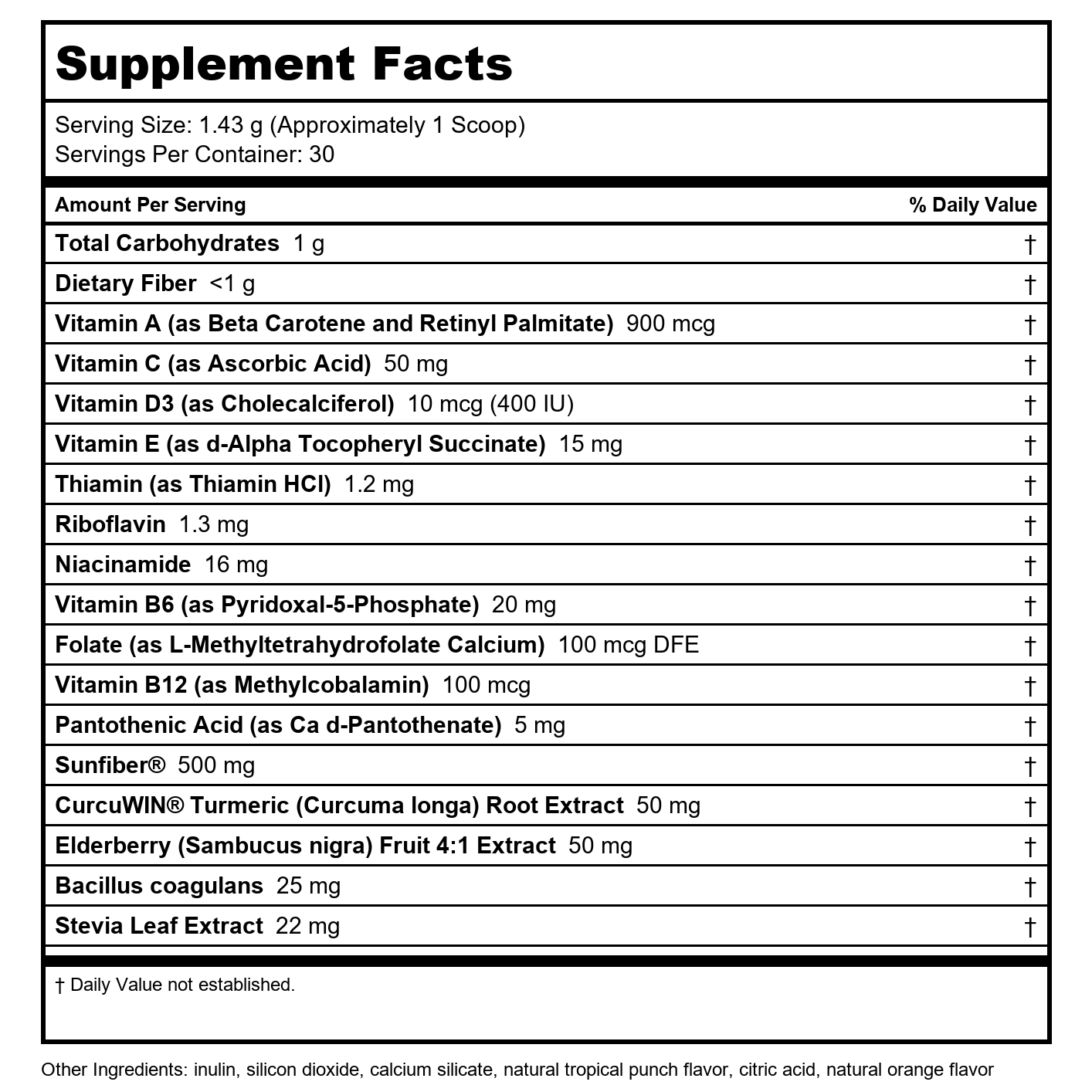 DAVINCI Little Mightiest Vite with Probiotics and Prebiotics - Fruit Punch Flavor - 42 g, 30 Servings