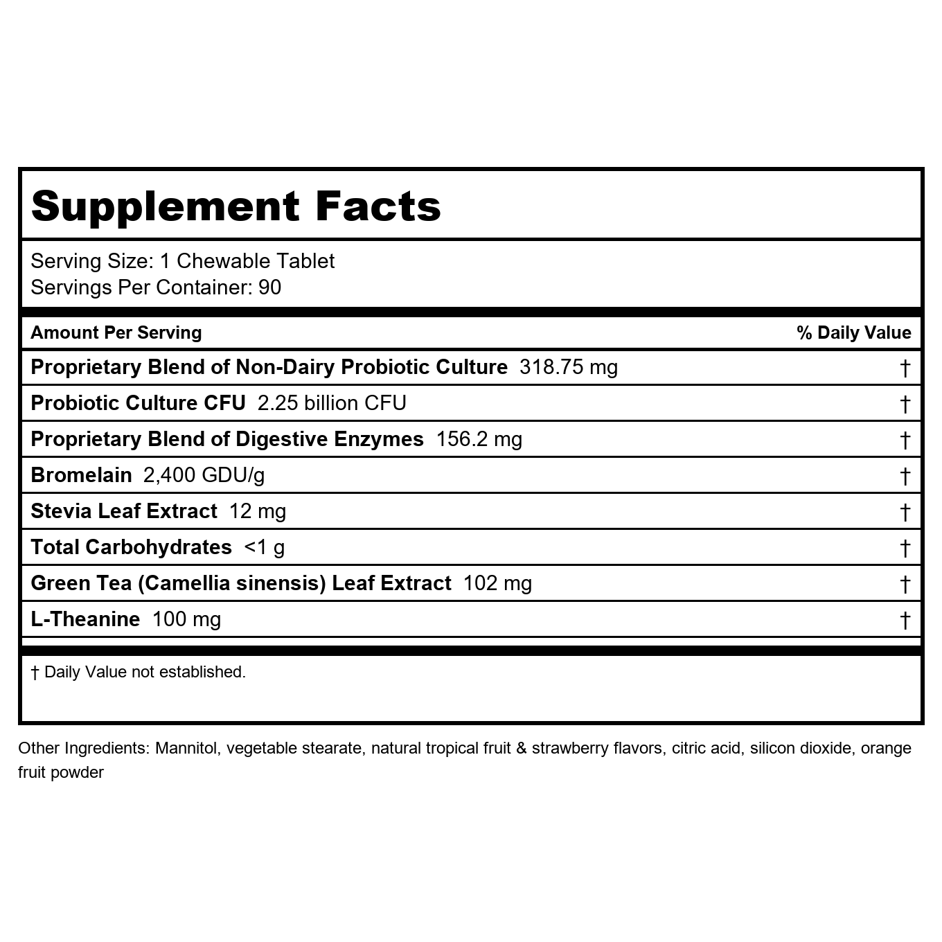 DAVINCI Labs Chewable Kidbiotic - Kids Probiotics to Support Digestion, a Healthy Gut, Brain Health and Immunity - Tropical Fruit Flavor - 90 Chewable Tablets