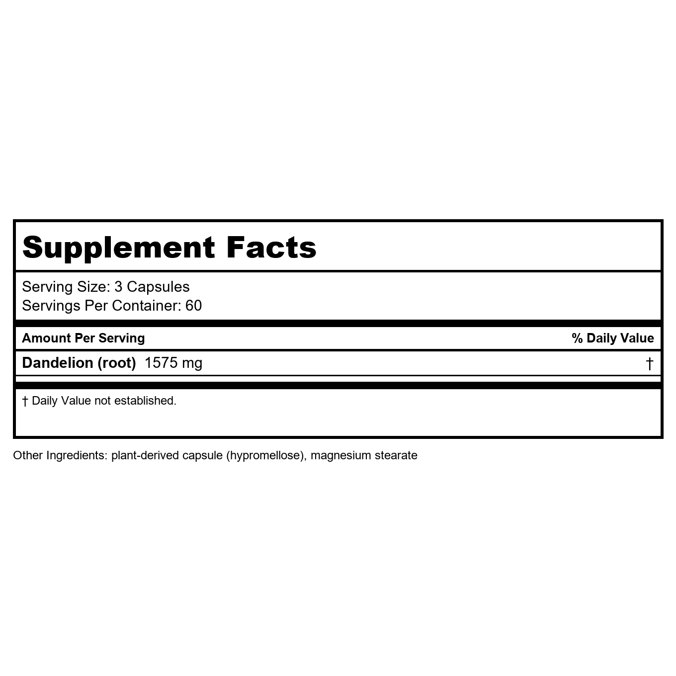 Nature's Way Dandelion Root Diuretic Herb 525 mg per Capsule Non-GMO Project Verified Gluten Free Vegan 180 Count