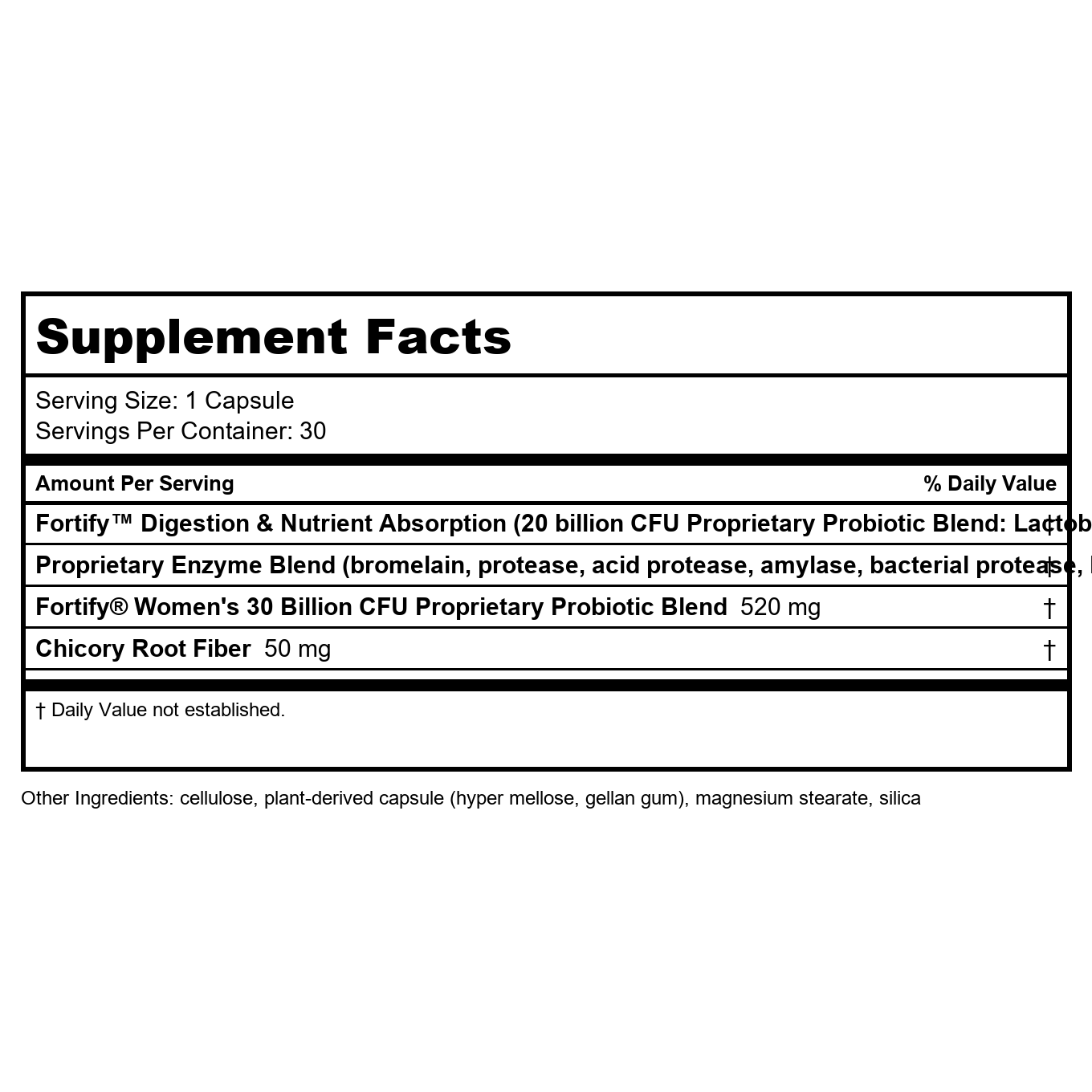 Nature's Way Fortify Daily Probiotic and Enzymes, Digestive Health Complete Targeted Care for Men and Women, 30 Vegan Capsules