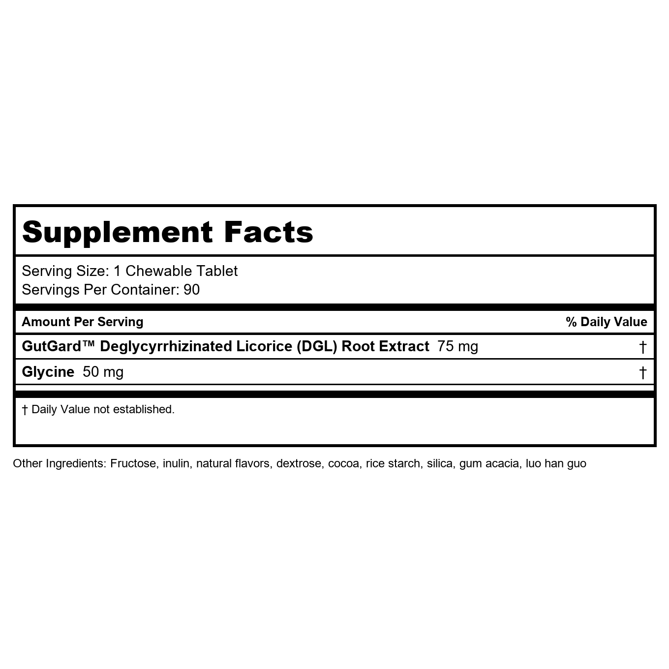 Nature's Way Premium Extract DGL Ultra 75 mg per serving 90 Chewables German Chocolate Flavor