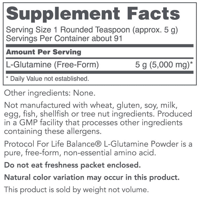 Protocol for Life Balance L-Glutamine 5000mg Powder 1 Lb - P0221