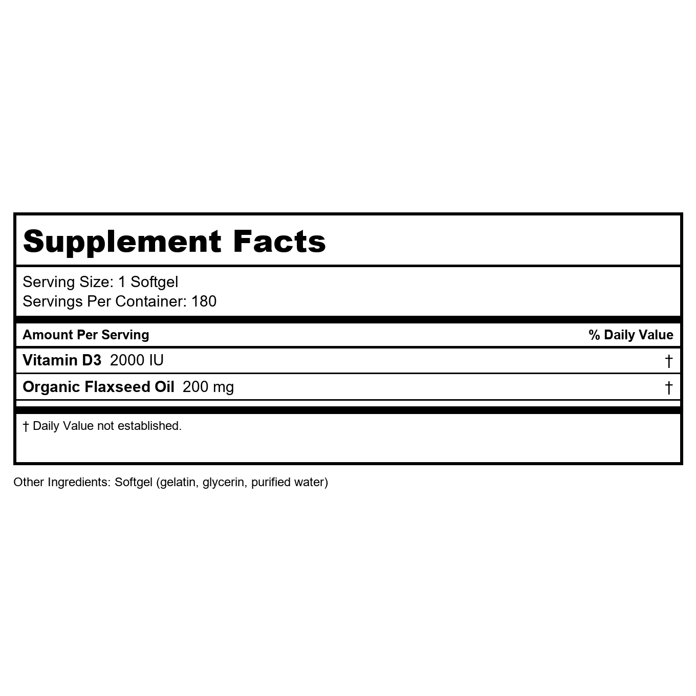 Bioclinic Naturals Vitamin D3 2000 IU 180 Softgels