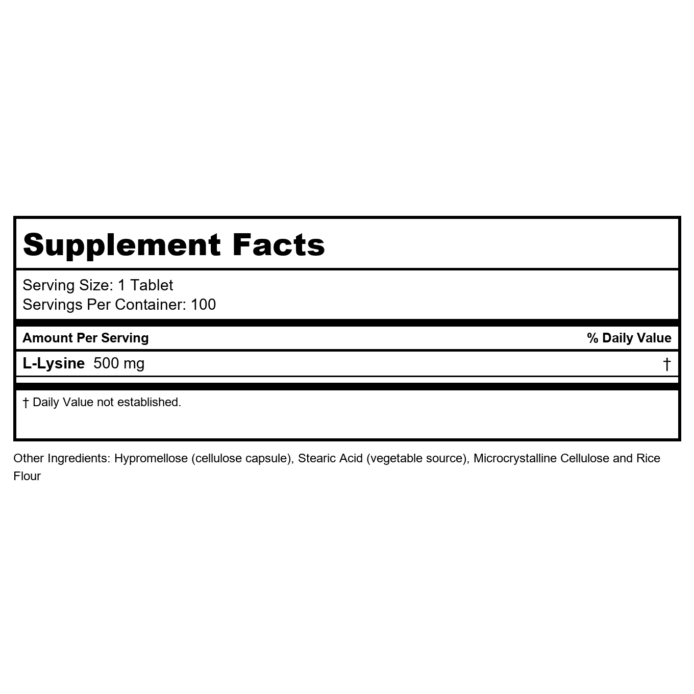 Now Foods L-Lysine 500 mg 100 Tablets - 0100