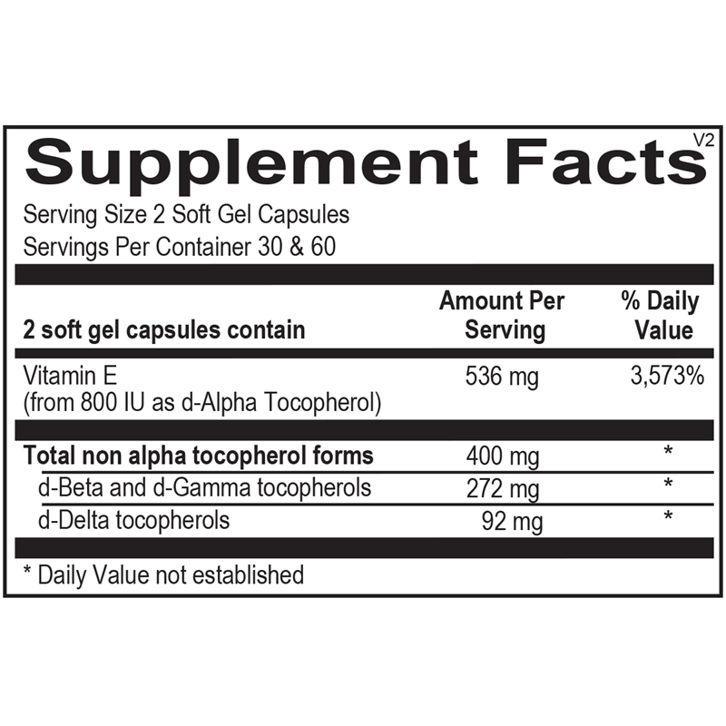 Ortho Molecular Natural Vitamin E Mixed Tocopherols 60 Soft Gel