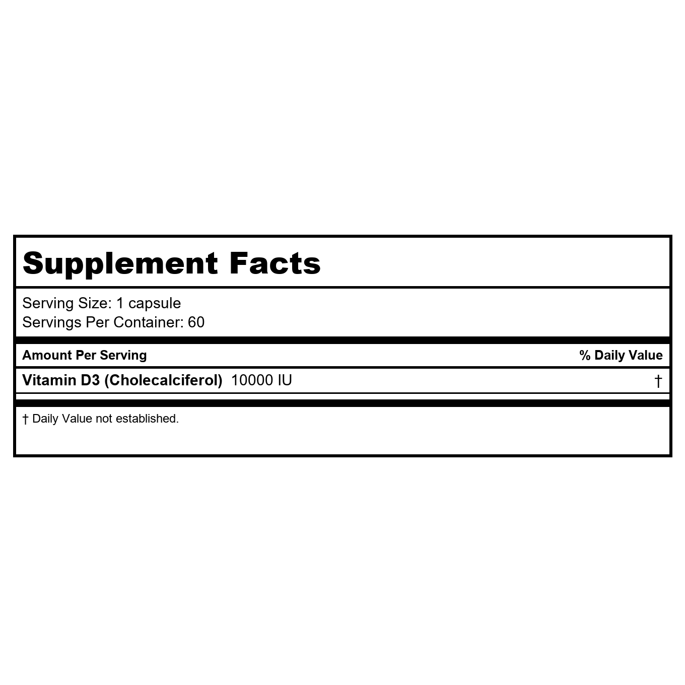 Vital Nutrients Vitamin D3 10,000 IU 60 Vcaps
