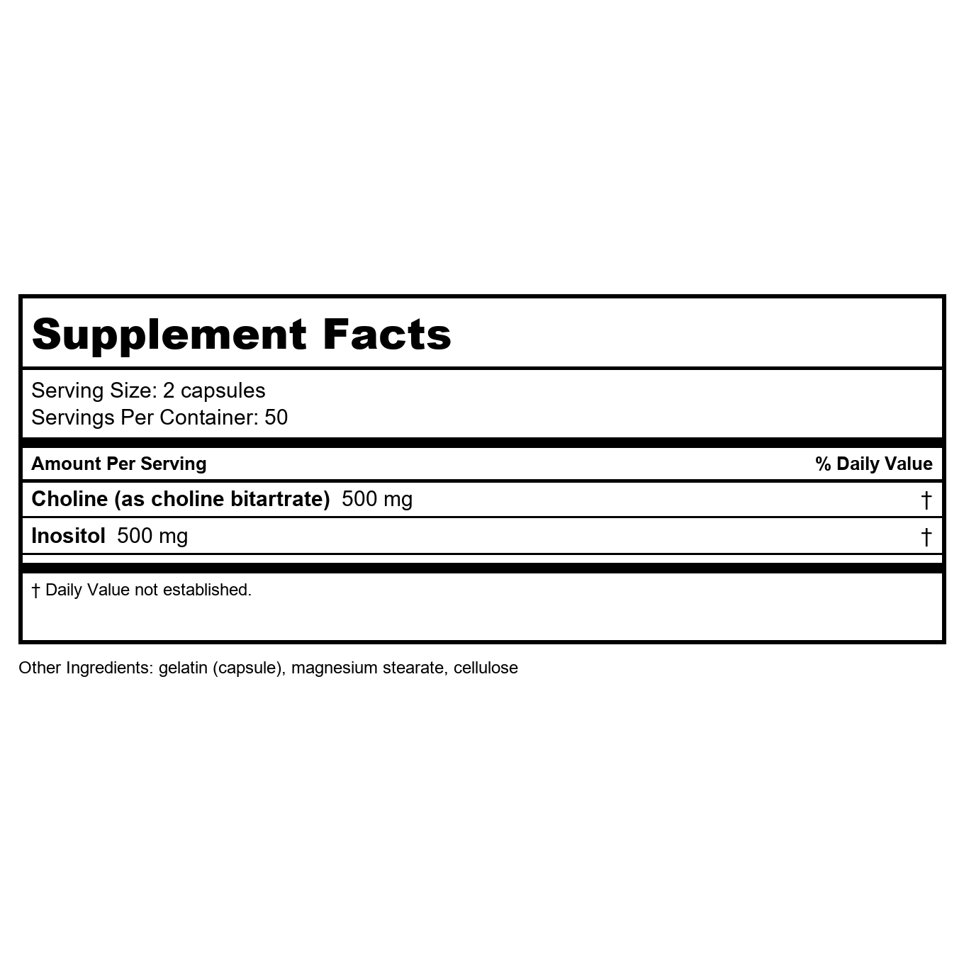Nature's Way Choline & Inositol 1,000 mg 100 Capsules