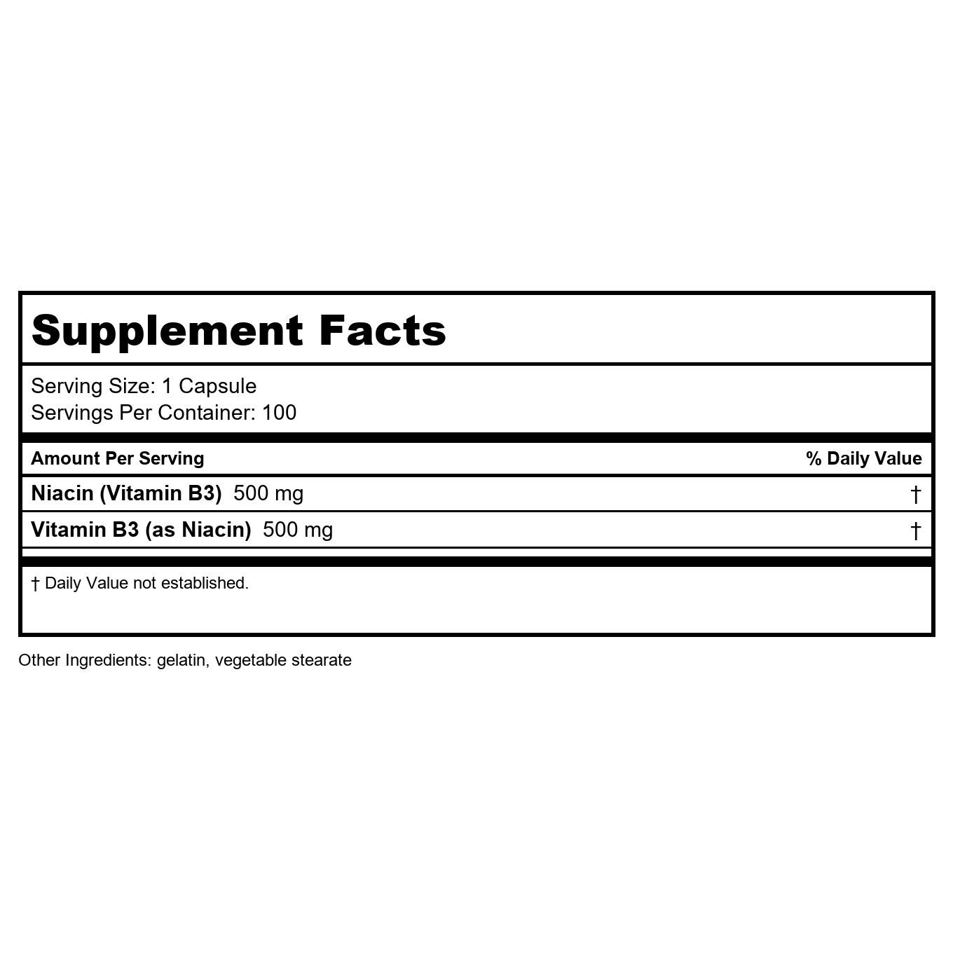 Life Extension Vitaamin B3 Niacin 500 mg 100 Capsules