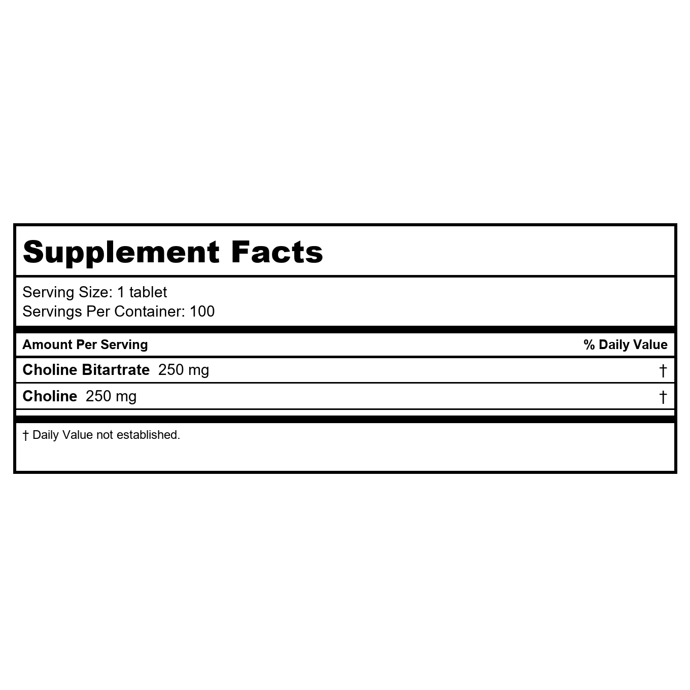 Kal Choline 250 mg 100 Tablets