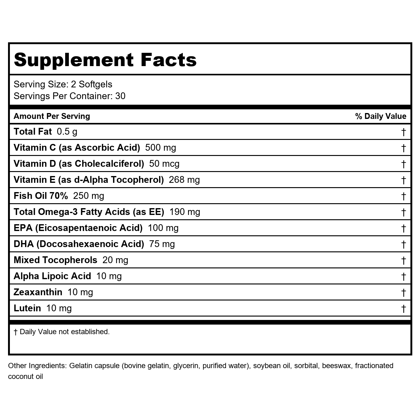 Eye Promise AREDS 2 Plus ZINC-FREE 60 Softgels
