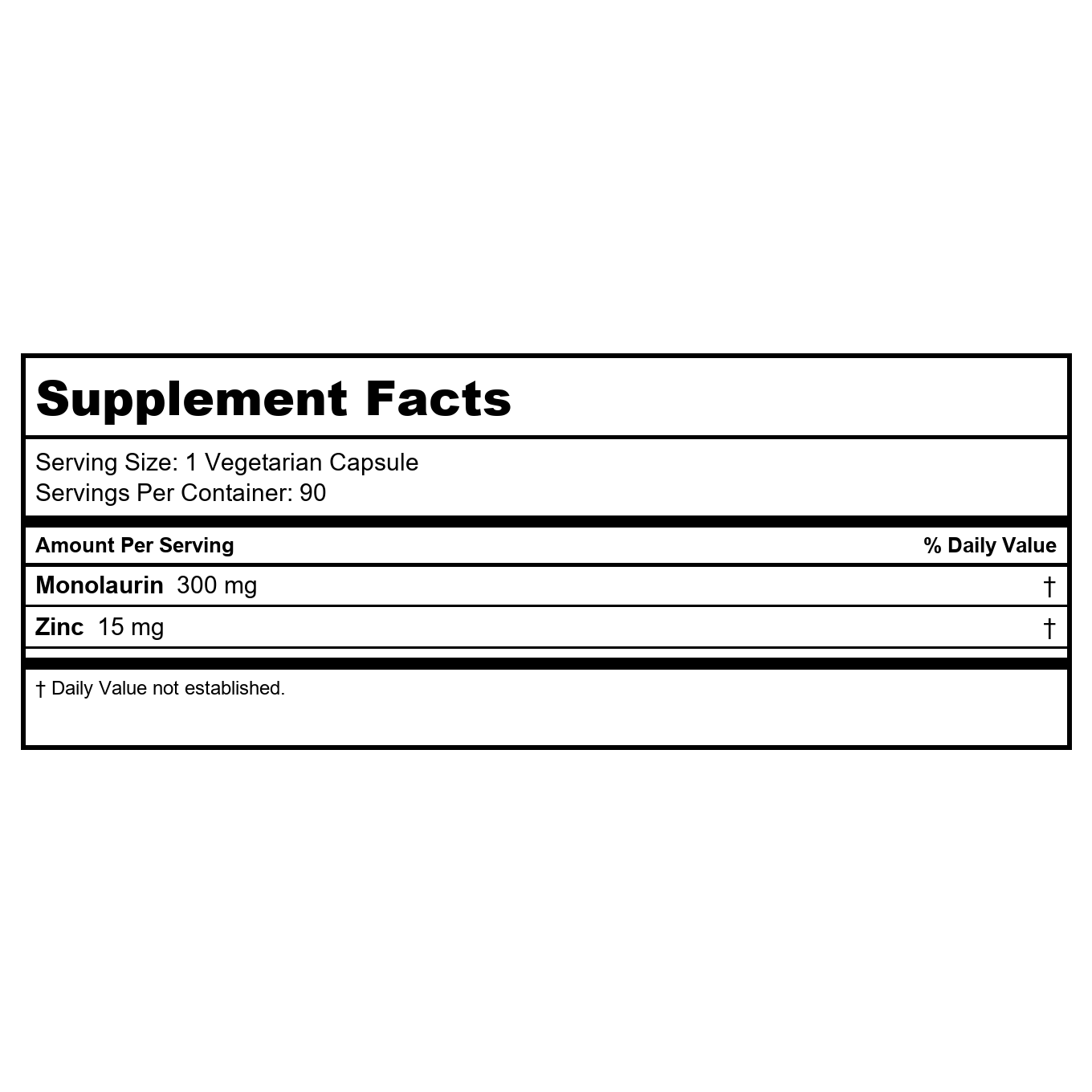 Nature's Life - Monolaurin + Zinc Immune System Formula - 90 Vegetarian Capsules