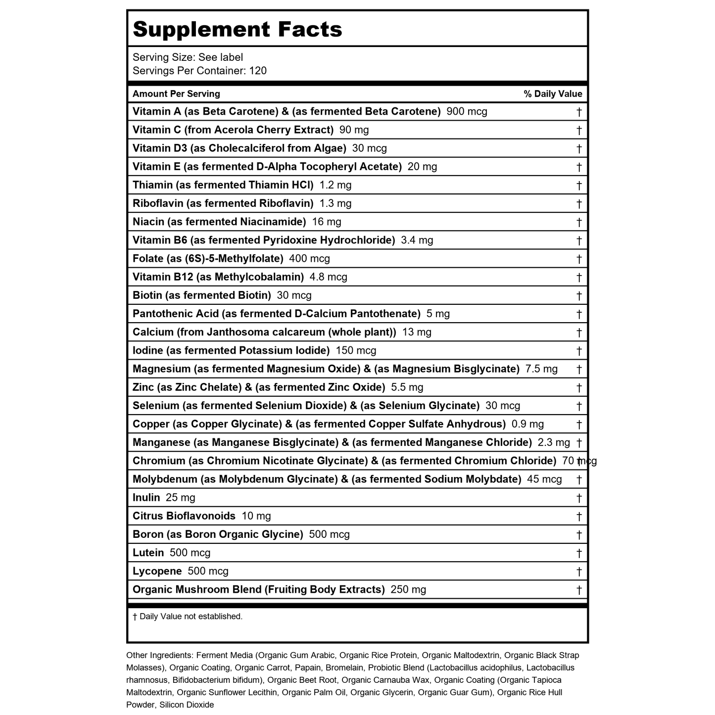 True Grace - Cordyceps Fruiting Body Organic Mushroom Extract - 120 Vegan Capsules