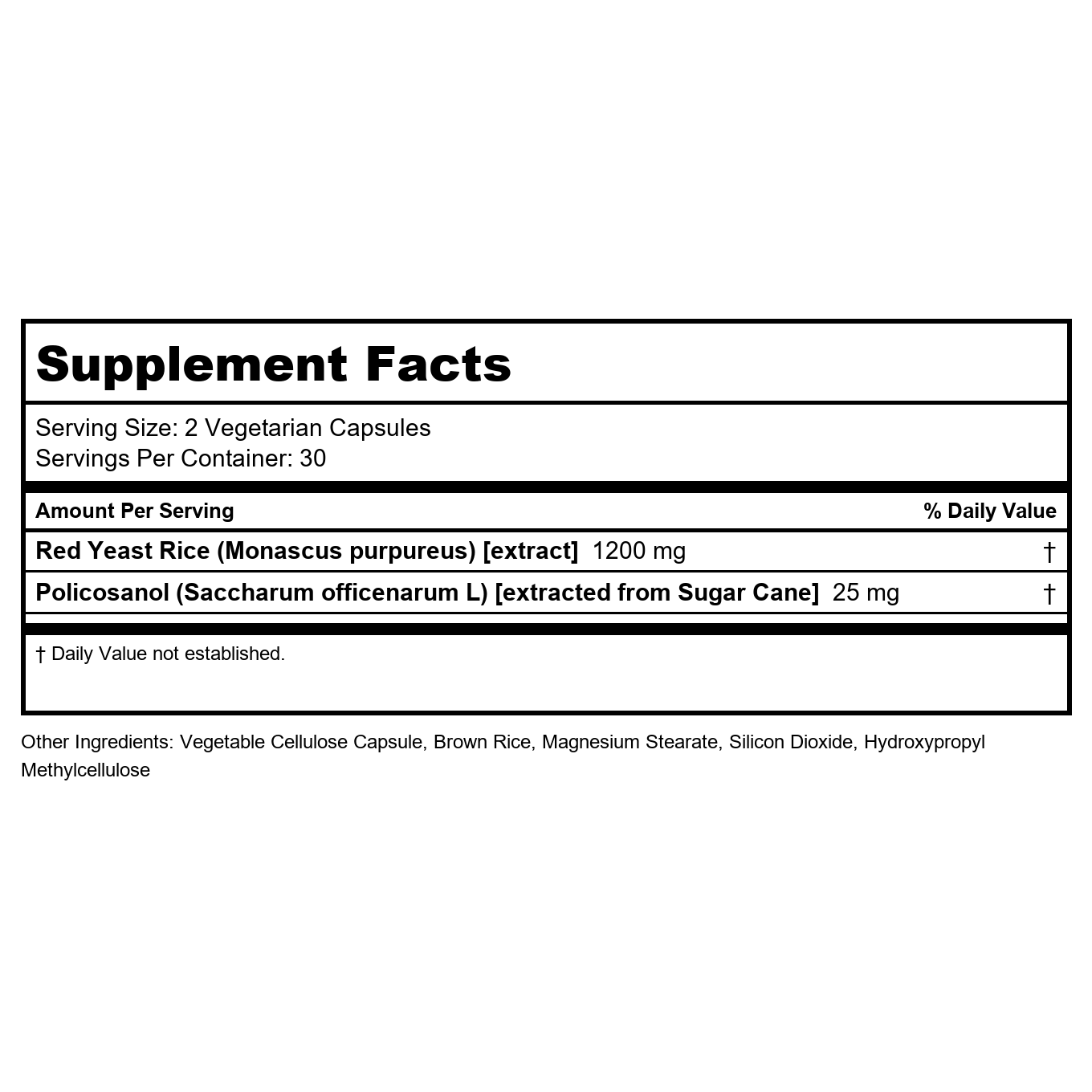 Lifetime Red Yeast Rice & Policosanol 60 Vcaps PN
