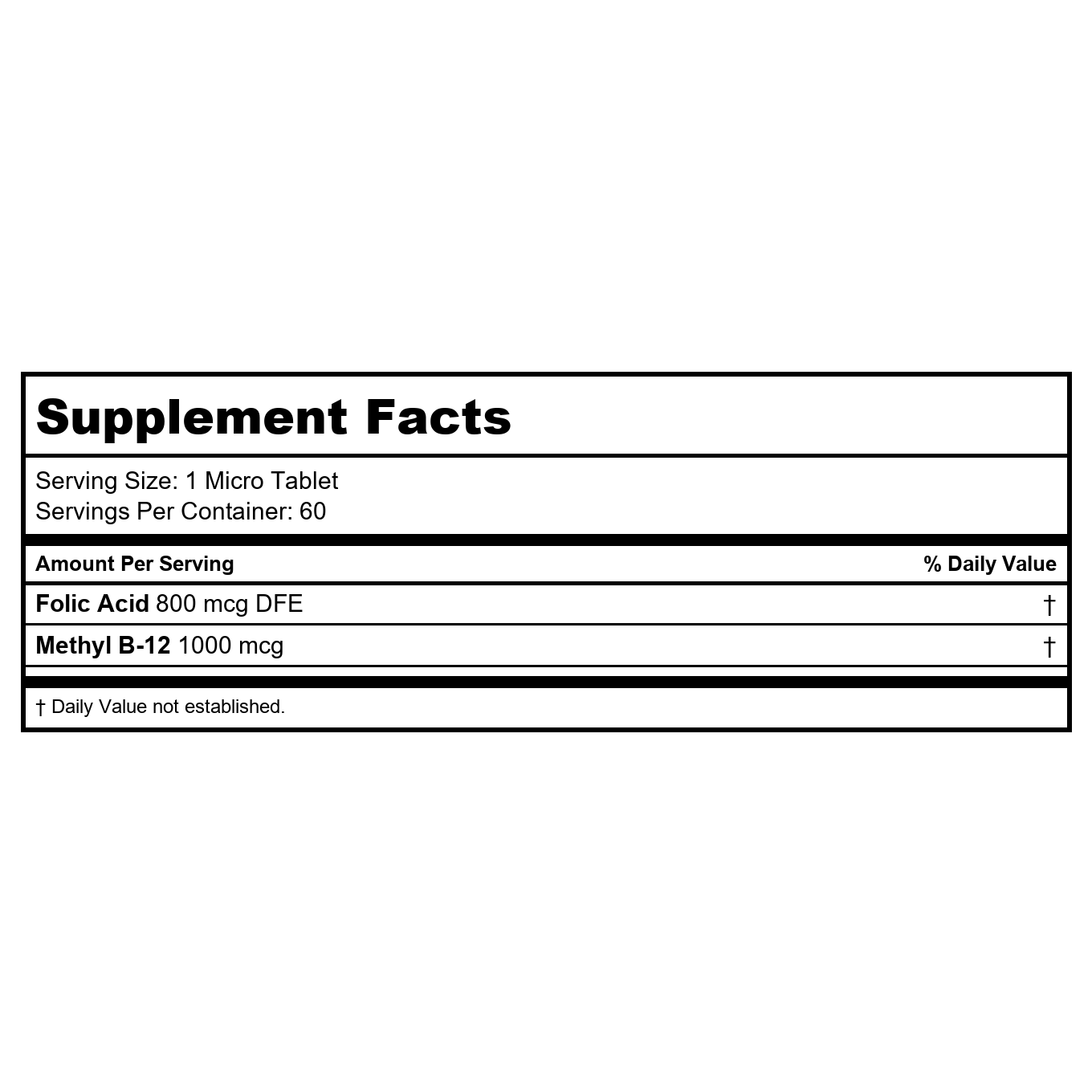 KAL Folic Acid Methyl B-12 60 Micro Tablets