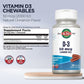 KAL Vitamin D3 Chewables 50 mcg, Vitamin D 2000 IU as Cholecalciferol, 200 Chewables