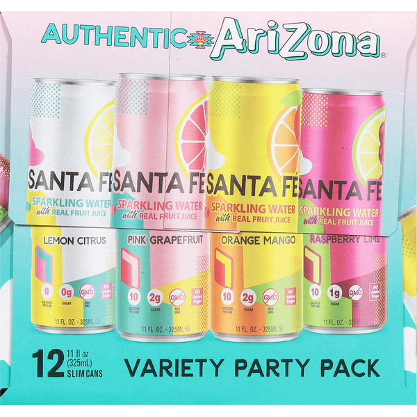 Santa Fe Sparkling Water Lemon Citrus, Orange Mango, Pink Grapefruit, Raspberry Lime