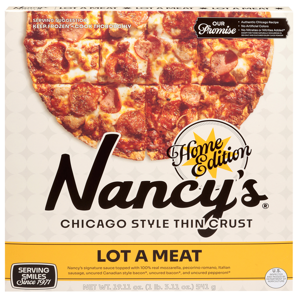 Nancy's Chicago Style Thin Crust Lot a Meat Pizza
