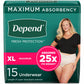 Depend Fresh Protection Women's Adult Incontinence Underwear, XL, Blush