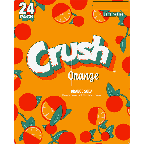 Crush Soda, Caffeine Free, Orange, 24 Pack