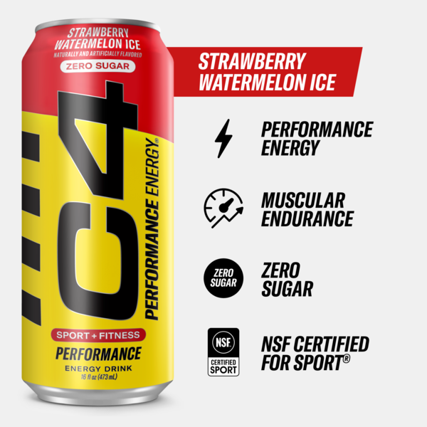 C4 Energy Performance Energy Drink, Carbonated, Strawberry Watermelon Ice
