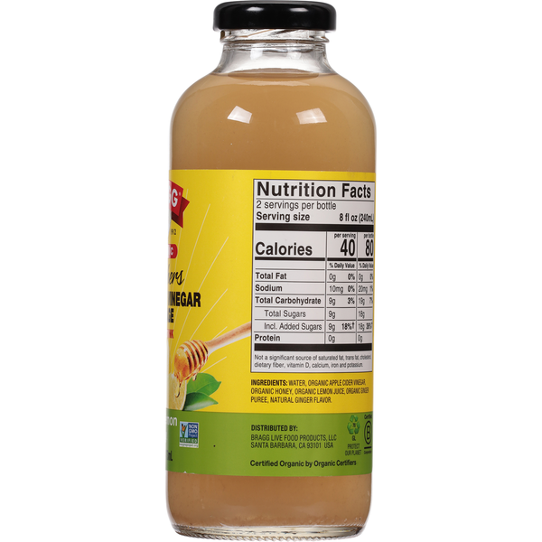 Bragg Apple Cider Vinegar Beverage, Ginger Lemon Honey, Organic