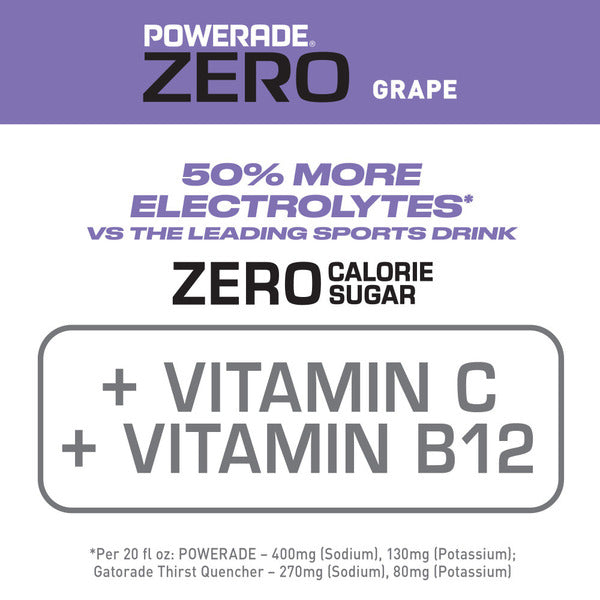 POWERADE Grape Zero Sugar Sports Drink Bottles