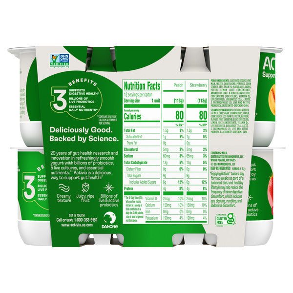 Activia Probiotic Blended Lowfat Yogurt Peach & Strawberry