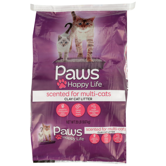 Paws Happy Life Clay Cat Litter, Scented For Multi-Cats