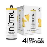 NUTRL Pineapple Vodka Seltzer 4 Pack 12 Fl Oz Cans️