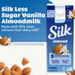 Silk Almond Milk, Less Sugar, Vanilla, Dairy Free, Gluten Free, Seriously Creamy Vegan Plant Based Milk with Great Taste and 5 Essential Nutrients, 64 fl oz Half Gallon