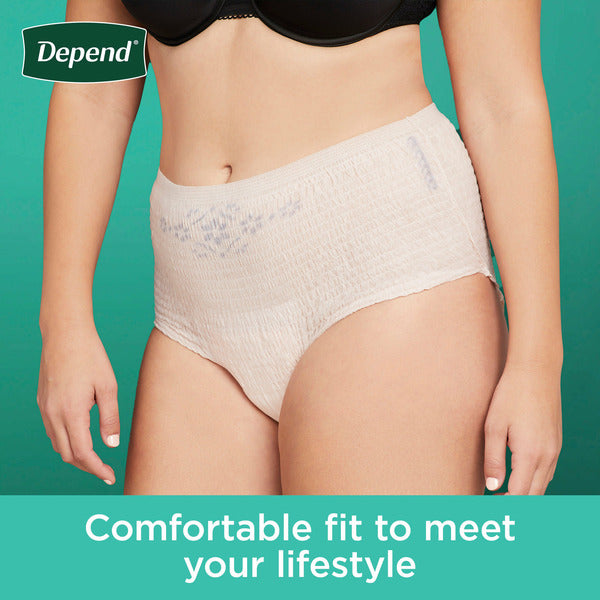 Depend Fresh Protection Women's Adult Incontinence Underwear, XL, Blush