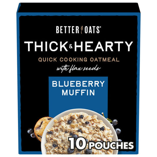 Better Oats Thick & Hearty Blueberry Muffin Instant Oatmeal with Flax Seeds