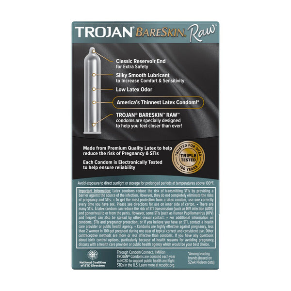 Trojan Raw Thinnest Latex Lubricated Condoms