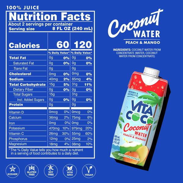 Vita Coco Coconut Water, Peach Mango